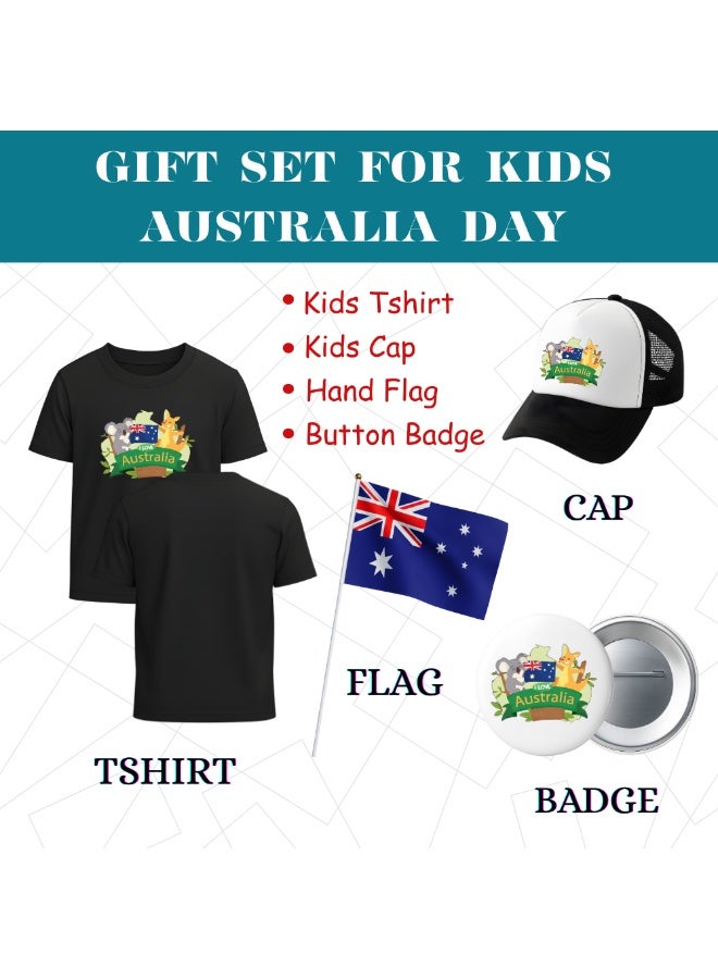Australia Day Gift Set for Girls - T-Shirt - Cap - Badge and Flag Set - Celebrate Australia Day with this Kids Combo Pack in Style - Image 3