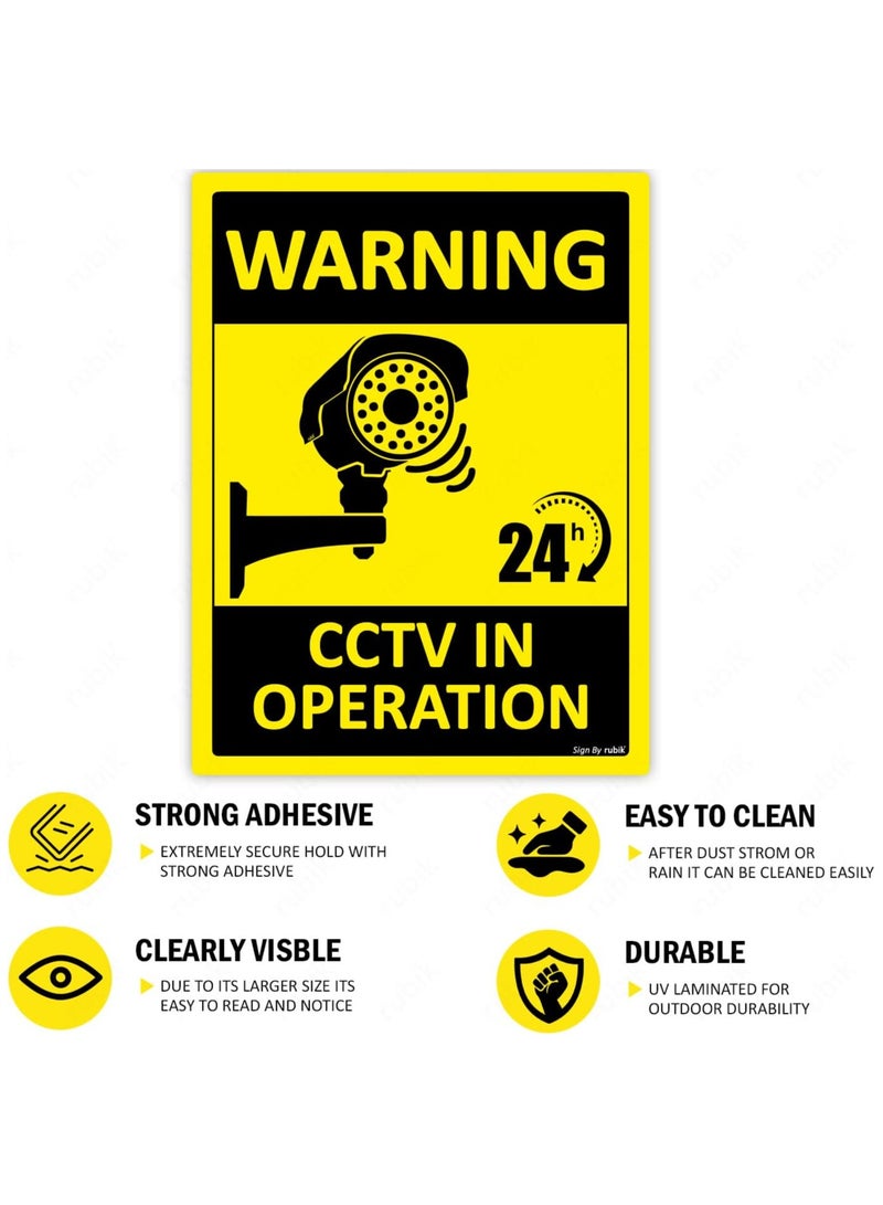 Rubik ملصق تحذيري لتشغيل كاميرات المراقبة على مدار 24 ساعة، لاصق ذاتي 20×15 سم، مقاوم للطقس، مقاوم للأشعة فوق البنفسجية، يدوم طويلاً (قطعة واحدة) - Image 4