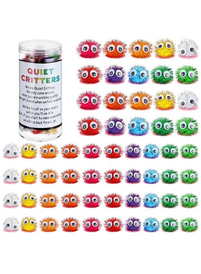 WinnerWhy 50 Pcs 1'' Multicolor Pom Poms Critters with Plastic Jar Quiet Critters Classroom Management, Behavior Classroom Management Tool, Homeschooling, Educational and Learning Activities for Kids - Image 1