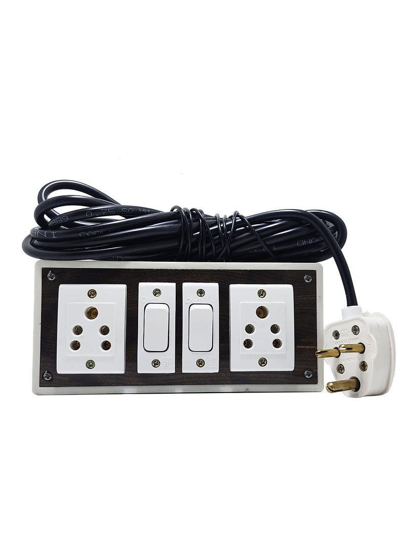 DNP DnP Portable Plastic Switch Board Electric Spy Guard Extension Board 1- Switch ,2- Plug ,5meter Wire with 1 Atteched 3 Pin Power Plug  - Image 1