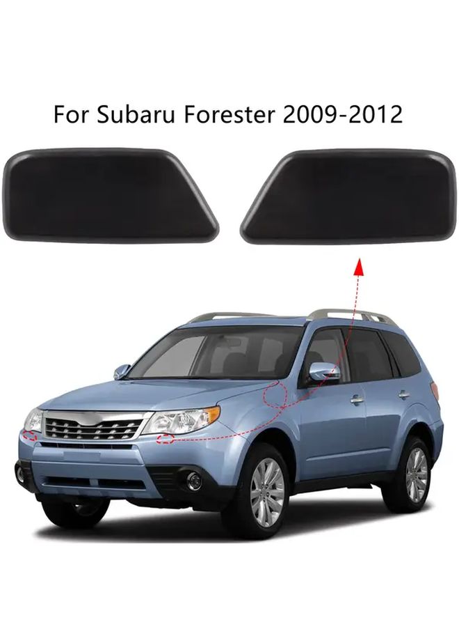 2PCS Front Bumper Headlight Washer Cover Cap For Subaru Forester 2009 2012 Black - Image 1