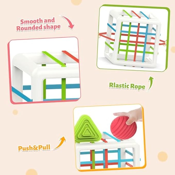 MONTESSORI TOYS FOR 1 YEAR OLD,BABY SORTER TOY COLORFUL CUBE AND 6 PCS MULTI SENSORY SHAPE, TODDLER DEVELOPMENTAL LEARNING TOYS BIRTHDAY GIFTS,BABY TOYS 6-12-18 MONTHS - Image 4