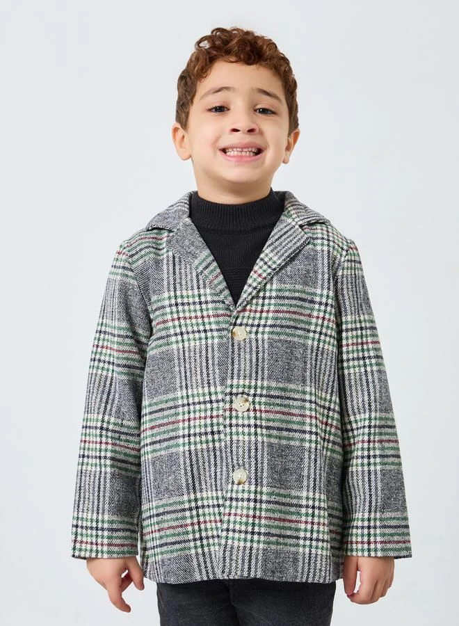 Styli Boys Notch Lapel Checked Jacket