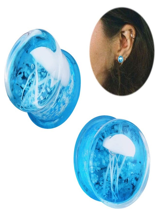 Stuppendux 2 Style Color Ocean Jellyfish Glass Double Flared Ear Plugs Tunnels Expander Stretching Kit Gauge 00g (10mm) - Image 5