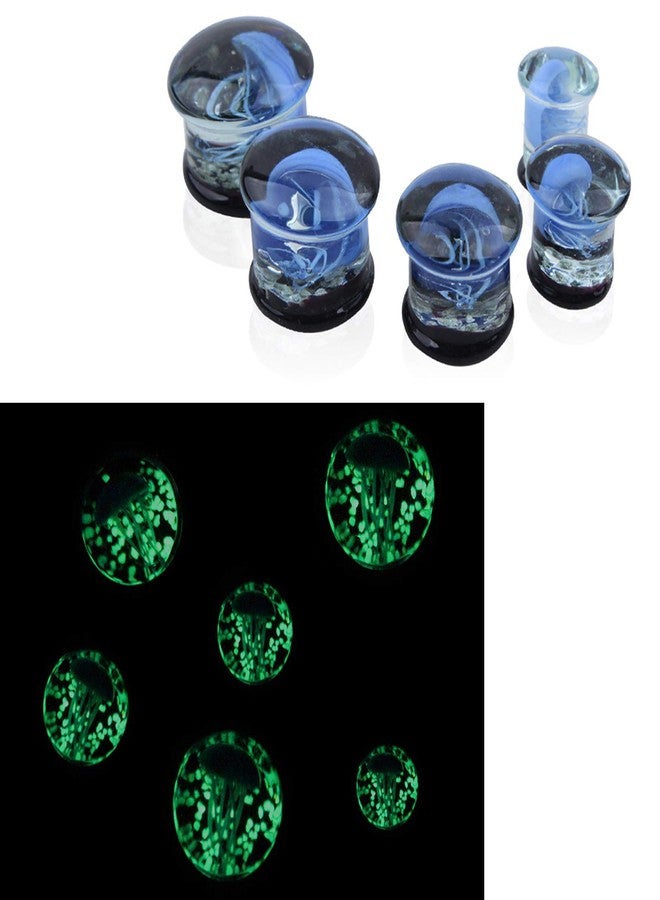 Stuppendux 2 Style Color Ocean Jellyfish Glass Double Flared Ear Plugs Tunnels Expander Stretching Kit Gauge 00g (10mm) - Image 4