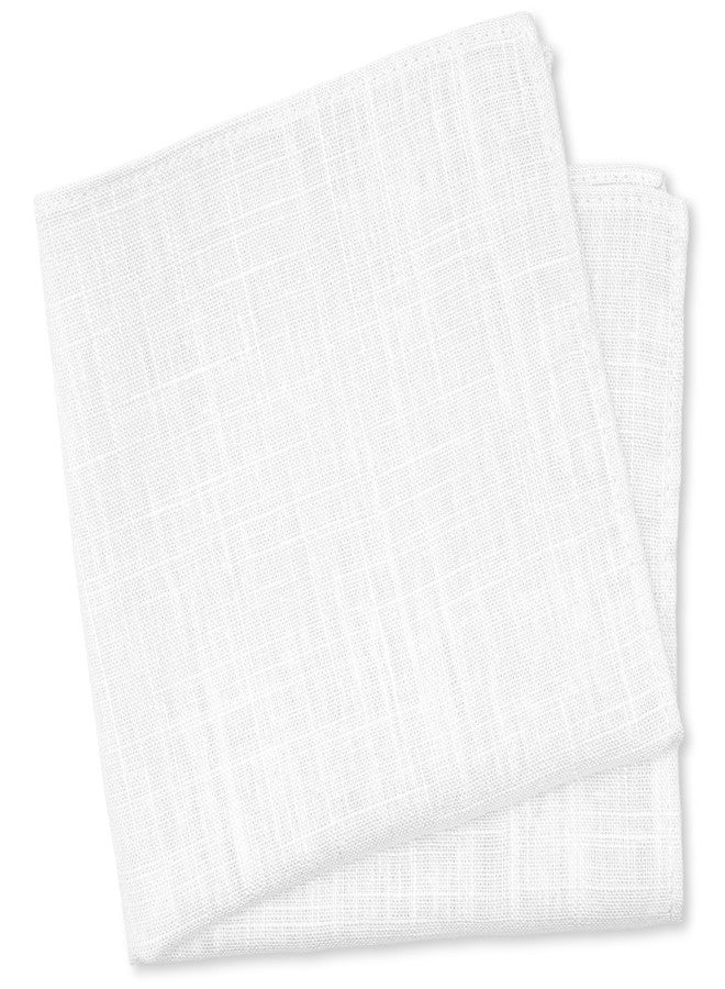 BELLUNO White Pocket Square for Men, Cotton and Linen Blend - Image 1