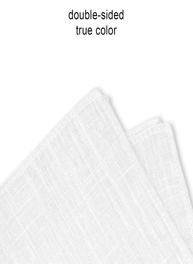 BELLUNO White Pocket Square for Men, Cotton and Linen Blend - Image 2