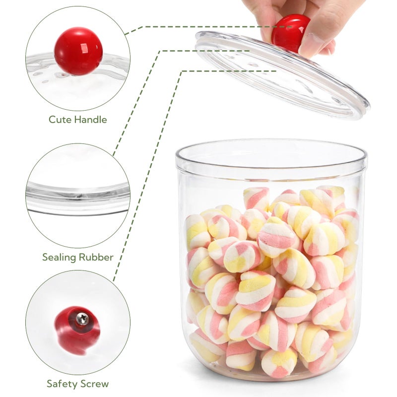 Nagpew 3 Pack Clear Candy Jar, Airtight Plastic Cookie Jars with Lids in 3 Sizes, Wide Mouth Food Storage Apothecary Container for Office Desk, Kitchen, Counter, 70 Oz, 45 Oz, 27 Oz - Image 3