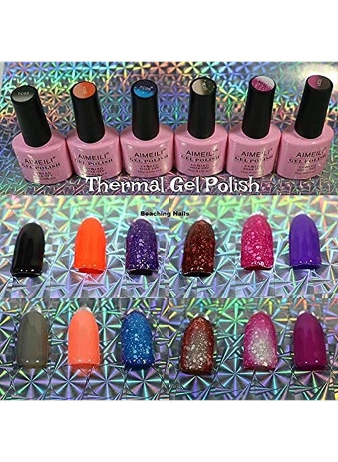 AIMEILI مجموعة طلاء أظافر جيل شفاف متغير اللون حسب درجة الحرارة - 6 قطع سعة 10 مل - مجموعة كيت 13 - Image 2