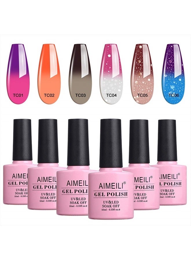 AIMEILI مجموعة طلاء أظافر جيل شفاف متغير اللون حسب درجة الحرارة - 6 قطع سعة 10 مل - مجموعة كيت 13 - Image 1