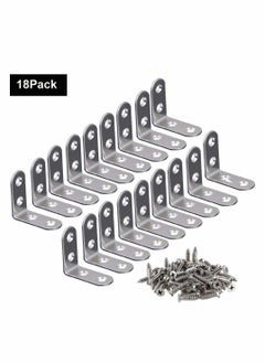 Excefore Stainless Steel Corner Braces, 40mmx40mm Heavy Duty Corner Steel Joint Right Angle L Bracket Brace Set with Screws for Shelves Furniture Wood Wall Hanging Fastener 18 Pcs  - Image 1
