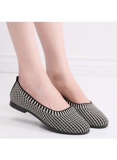 Beijing Autumn Womens Breathable Knitted Flat Shoes Black