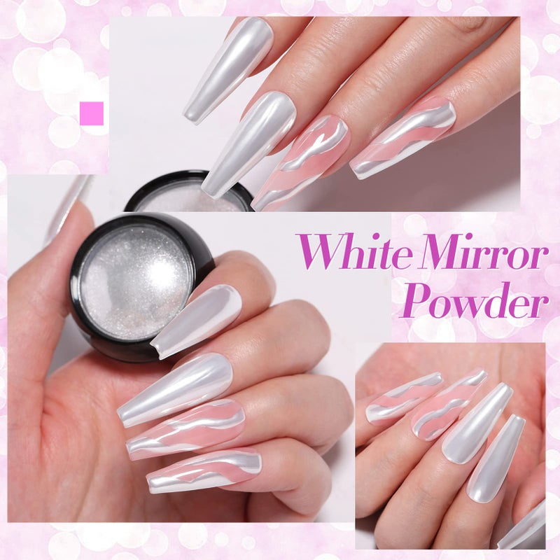 Born Pretty Chrome Powder Metallic Mirror Auroras Mermaid Pearl Pigment Powder Manicure Nail Art Decoration Sets 2 Boxes - Image 5