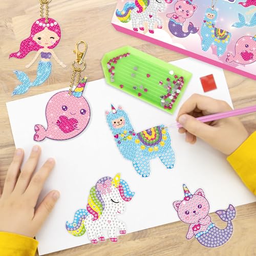 BANBBUR Arts and Crafts for Kids Ages 8-12,5PCS Double Sided Diamond Art Keychains,5D Gem Art for Kids Ages 4-8 Girls Birthday Gifts, BAKY5 - Image 2