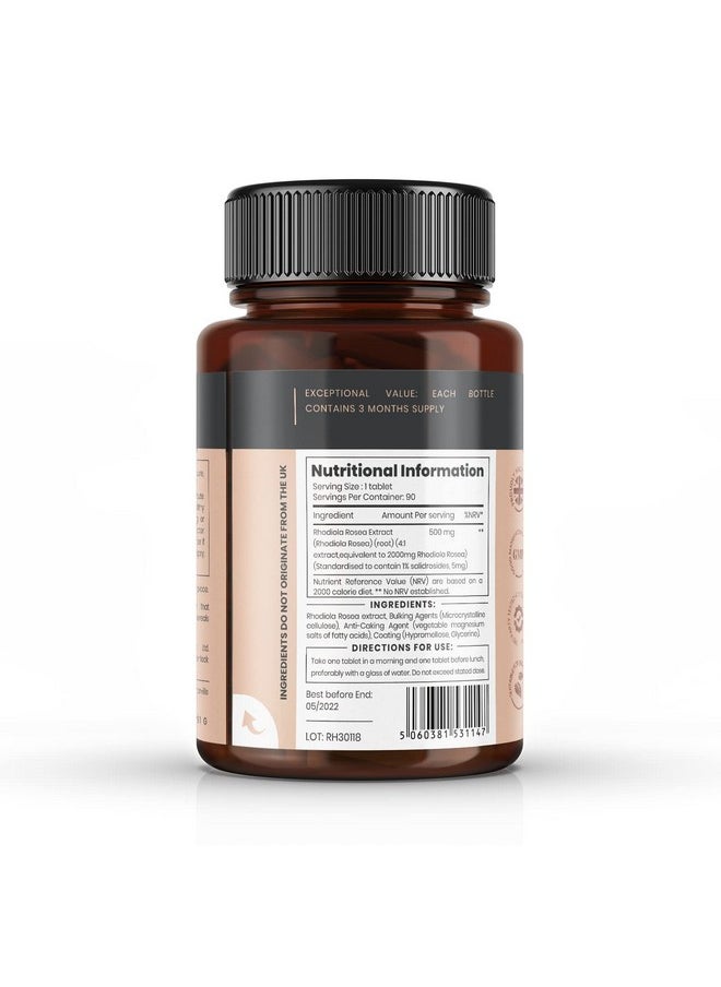 pureclinica Rhodiola Rosea 2000Mg X 180 Tablets (2 Bottles Of 90 Tablets Each 6 Months Supply). 300% Stronger  - Image 4