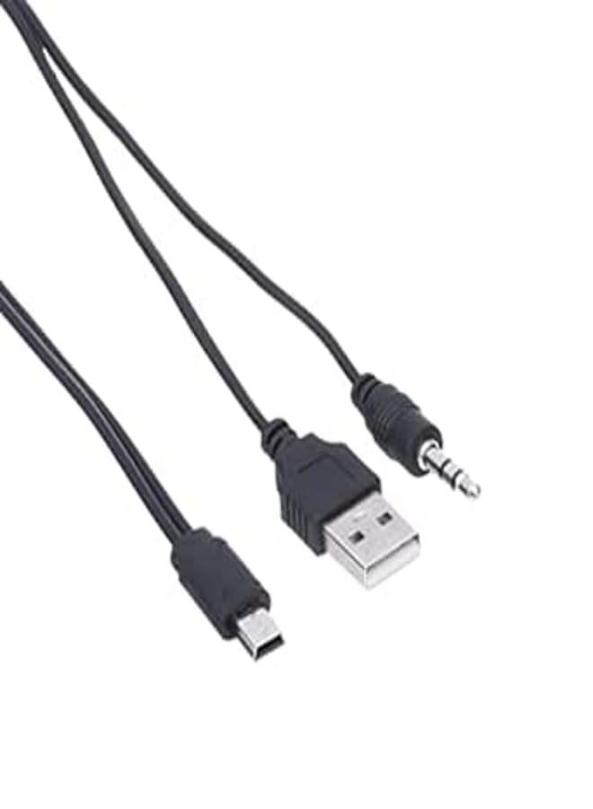 Keendex 1775 2 in 1 a to b usb cable with aux connector, 20 cm - black