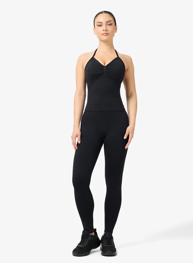 فورورد طقم تانك توب بياقة على شكل حرف  بدون خياطة بلمسة ناعمة وسروال ضيق