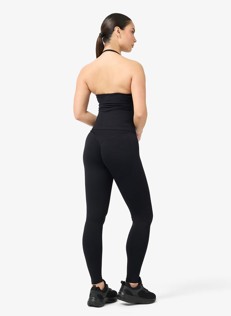 فورورد طقم تانك توب بياقة على شكل حرف  بدون خياطة بلمسة ناعمة وسروال ضيق - Image 2