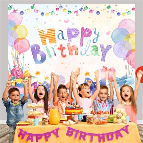 Party Baazaar Pastel Theme Backdrop | Backdrop for Birthday Decoration | Happy Birthday Banner for Kids (Pack of 1, Multicolor, Size: 5x4 Feet) - Image 5