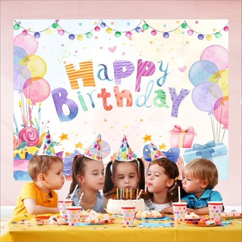Party Baazaar Pastel Theme Backdrop | Backdrop for Birthday Decoration | Happy Birthday Banner for Kids (Pack of 1, Multicolor, Size: 5x4 Feet) - Image 4