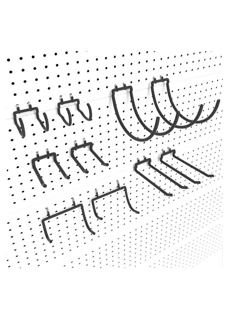 KASTWAVE Hooks Peg Board Tool Utility Pegboard Accessories Assorories 10PC Black Shelf Drill Cord Holder Fits  - Image 1