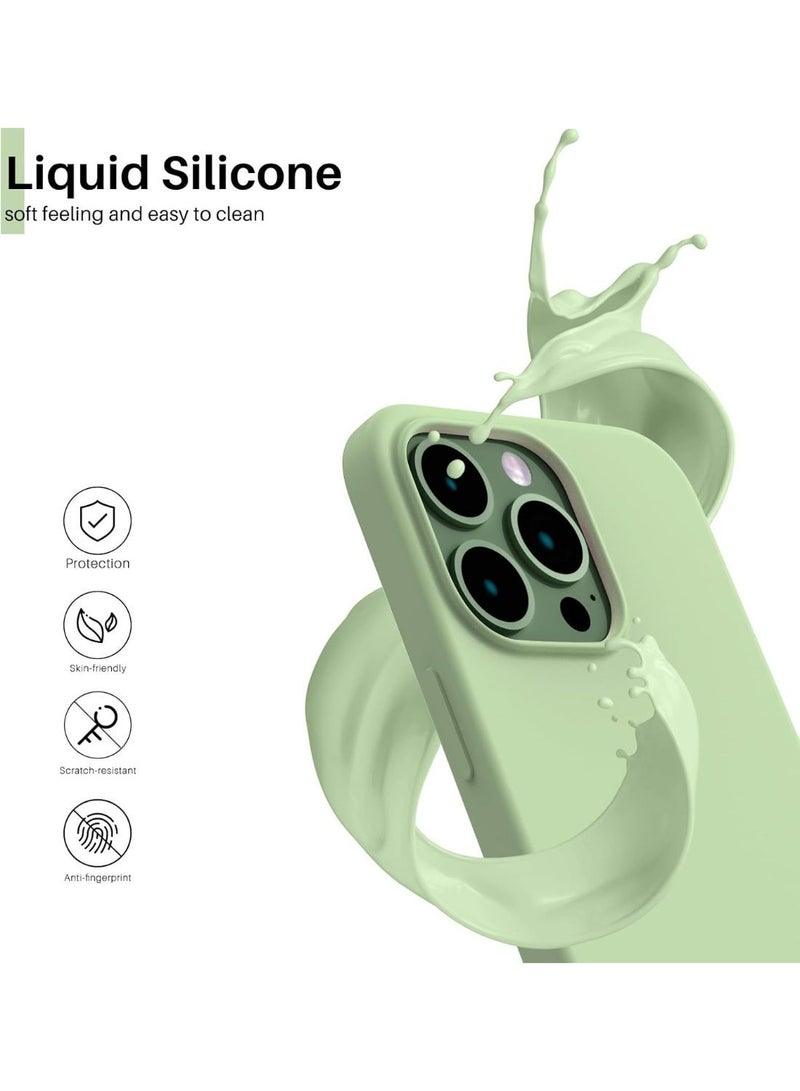 جراب متوافق مع iPhone 16 Pro Max مقاس 6.9 بوصة، جراب هاتف نحيف من السيليكون السائل مكون من 4 طبقات من المطاط الهلامي الناعم المقاوم للصدمات مع بطانة من الألياف الدقيقة المضادة للخدش (أخضر نعناعي) - Image 3