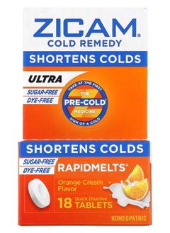 ZICAM Ultra Cold Remedy RapidMelts Orange Cream 18 Quick Dissolve Tablets 