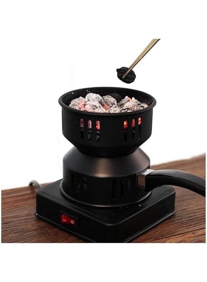 ولاعة فحم لوح تسخين كهربائي شعلة فحم كهربائية للتخييم وتسخين والفحم، اسود - Image 1