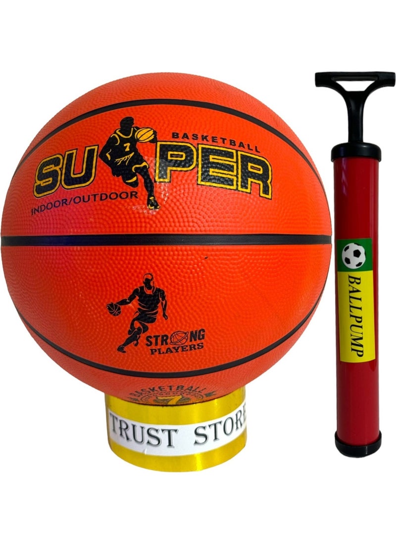 Basketball Ball Indoor and Outdoor Number 7 Orange with Pump Gift