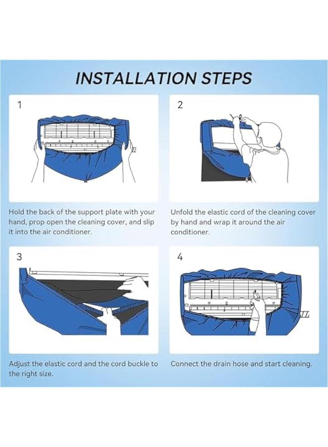 Split Air Conditioning Cleaning Cover Bag, Wall Mounted Air Conditioning Dust Washing Clean Protector Bag with 2.8M Water Pipe, Air Conditioner Service Bag for Household AC Units (3 P)