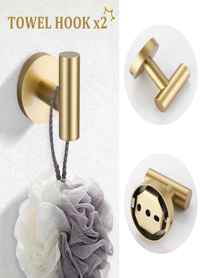 TURS Brushed Gold 5 Piece Bathroom Hardware Set, SUS304 Stainless Steel 24 Inch Bath Towel Bar Set, Round Bathroom Accessories Kit Wall Mounted - Image 5