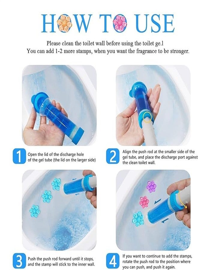 CLICKSWIFT ختم جل المرحاض كليك سويفت، كبسولات جل لتنظيف المرحاض مع عبوات إعادة تعبئة معطرة، تصميم سهل الاستخدام بمشبك، ختم جل على شكل زهرة منعشة لتنظيف الحمام، قطعة واحدة (متعددة الألوان) - Image 4