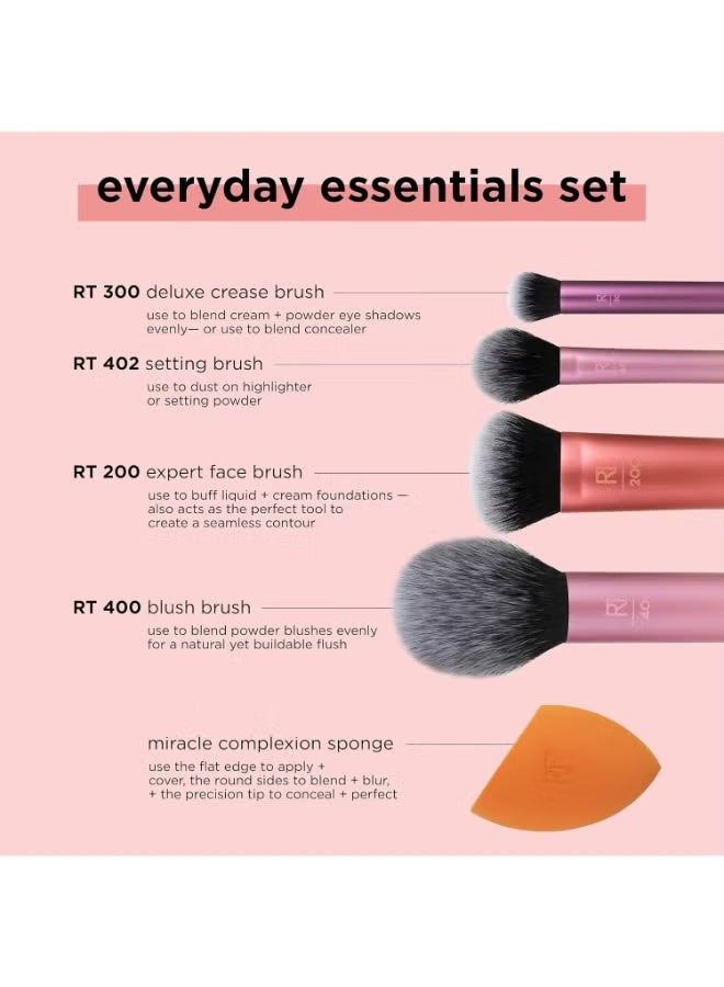 مجموعة فرش مكياج يومية من 5 قطع - مجموعة فرش تجميل متعددة الألوان للأساس وظلال العيون والدمج وتحديد الوجه وأحمر الخدود والهايلايتر - شعيرات صناعية ناعمة وخفيفة الوزن ومثالية للاستخدام اليومي والسفر - Image 3