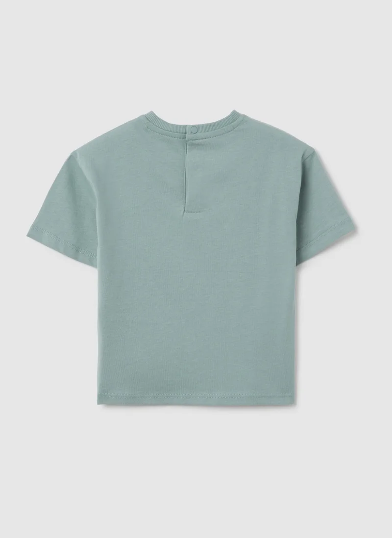 او في اس CHILDREN'S GREEN PURE COTTON T-SHIRT, REGULAR FIT