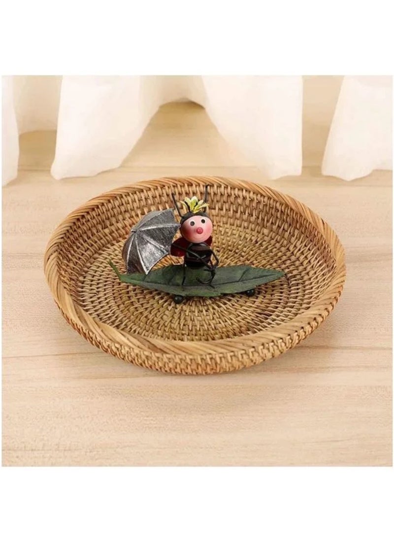 3-Piece Round Rattan Woven Decorative Display Brown 25, 23, 19.3cm - Image 3