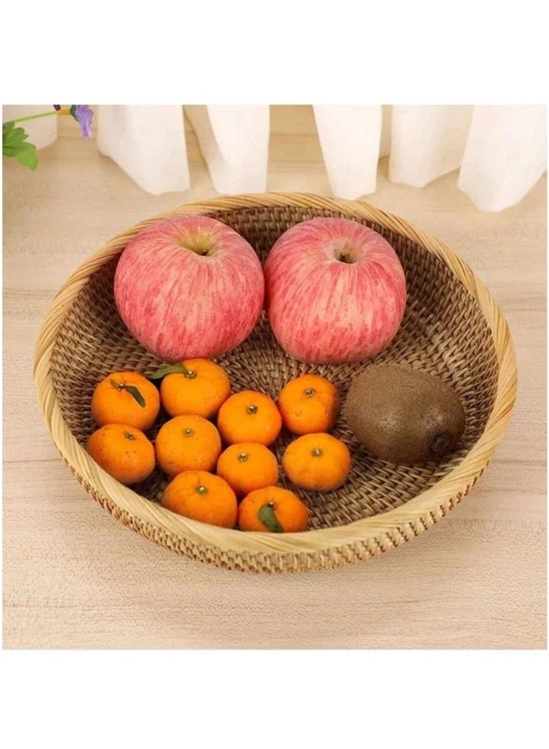 3-Piece Round Rattan Woven Decorative Display Brown 25, 23, 19.3cm - Image 4