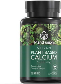 PlantFusion Vegan Calcium, Premium Plant Based Calcium (1000mg) Sourced from Icelandic Red Algae, Plus Magnesium, D3, K2, and Boron, 90 Vegan Tablets  - Image 1