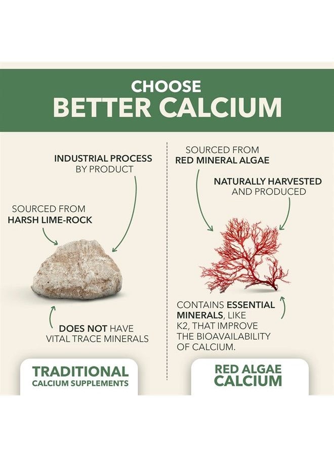 Vegan Calcium, Premium Plant Based Calcium (1000mg) Sourced from Icelandic Red Algae, Plus Magnesium, D3, K2, and Boron, 90 Vegan Tablets