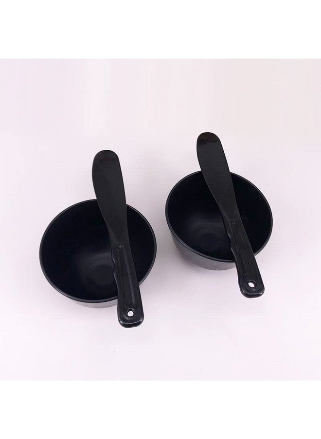 ليزنيرزم وعاء خلط قناع الوجه المطاطي من lasenersm، قطعتين، مع ملعقة بلاستيكية، وعاء خلط قناع الوجه، وعاء خلط قناع الطين، مجموعة أدوات خلط العناية بالبشرة DIY للسيدات والنساء للاستخدام في صالون التجميل المنزلي، لون أسود - Image 2