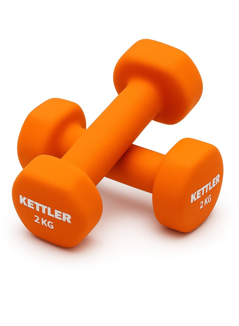KETTLER Neoprene Dumbbells of 4Kg (8.8LB) Includes 2 Dumbbells of 2Kg (4.4LB) | Material : Iron with Neoprene coat | Exercise and Fitness Weights at Home/Gym | Unisex - Image 1