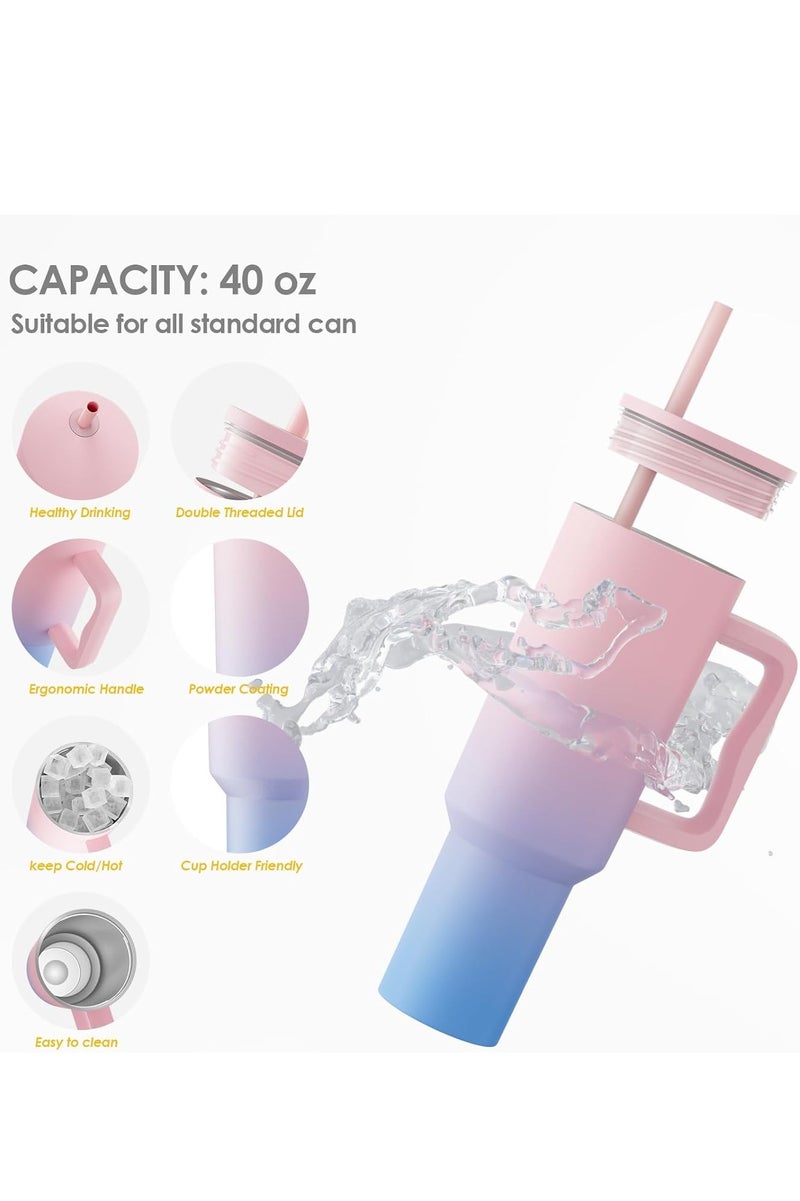 ROEIEIS 40 oz Stainless Steel Tumbler with Handle & Straw Lid - Double-Wall Vacuum Insulated Travel Mug, Keeps Hot/Cold 12 Hours - Coffee Tea Water Bottle - Image 2