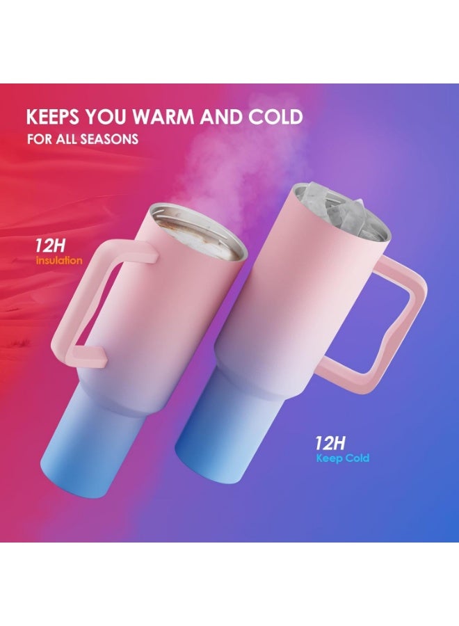ROEIEIS 40 oz Stainless Steel Tumbler with Handle & Straw Lid - Double-Wall Vacuum Insulated Travel Mug, Keeps Hot/Cold 12 Hours - Coffee Tea Water Bottle - Image 3