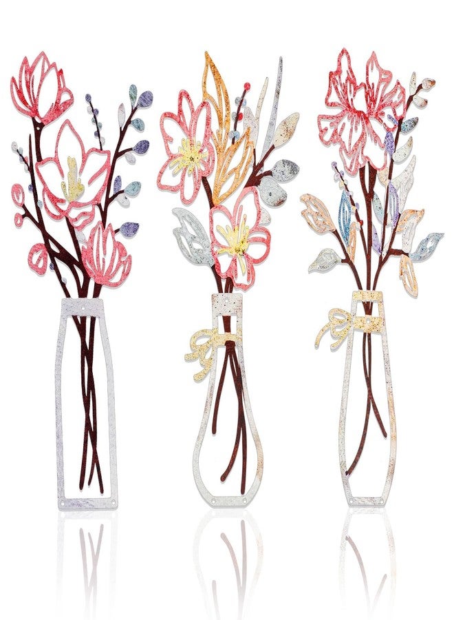 EEEKit 3 PCS Metal Flower Vase Wall Art, 5.9x13.7 Inch Minimalist Floral Wall Hanging Decor, Floral Wall Decor for Housewarming Gifts - Image 1