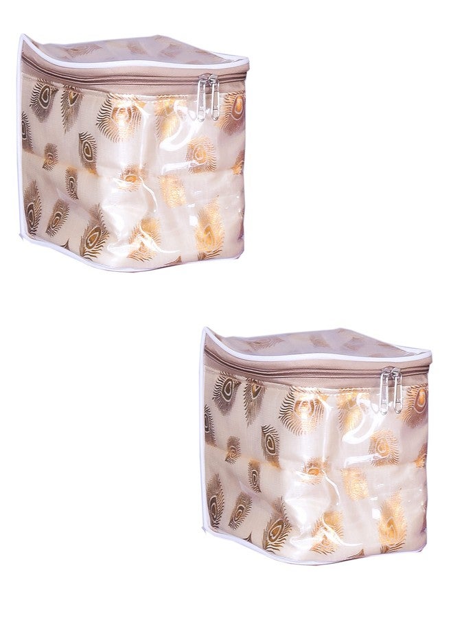 MBW Make-up Box/Jewellery Organizer Zipper Bag With Jwellery Pouches (White, Pack of 2) - Image 1