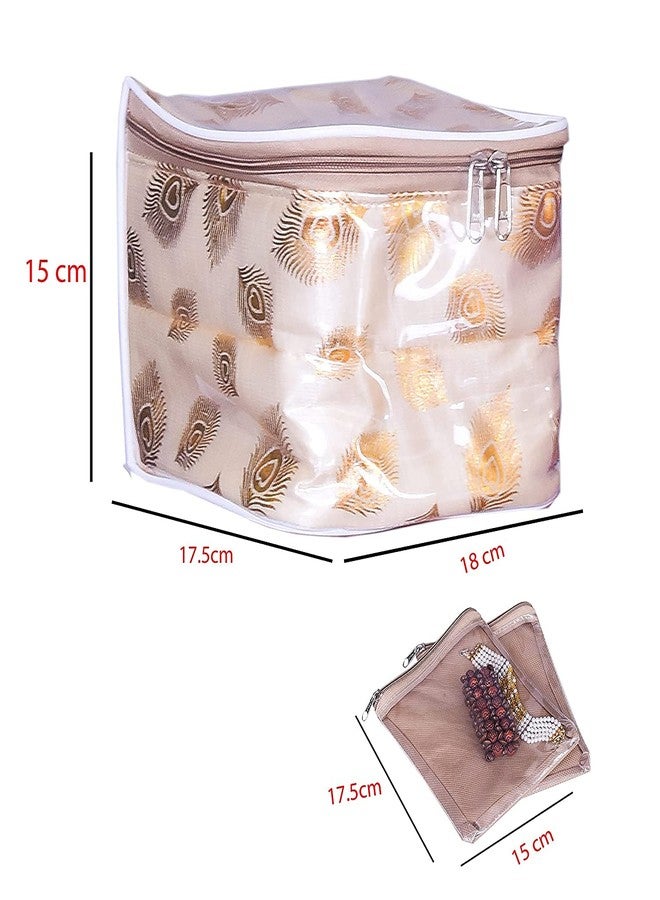 MBW Make-up Box/Jewellery Organizer Zipper Bag With Jwellery Pouches (White, Pack of 2) - Image 4