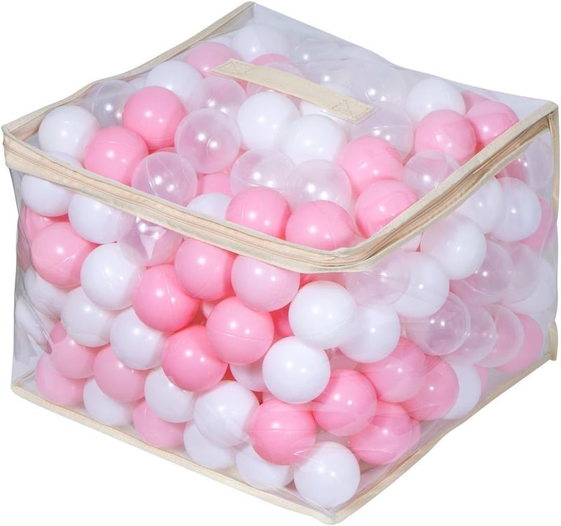 Thenese Pink Ball Pit Balls for Kids, Pool Toys Thicken Soft Plastic Balls for Ball Pit BPA Free Toddler Toy White Clear and Pink 100pcs - Image 1