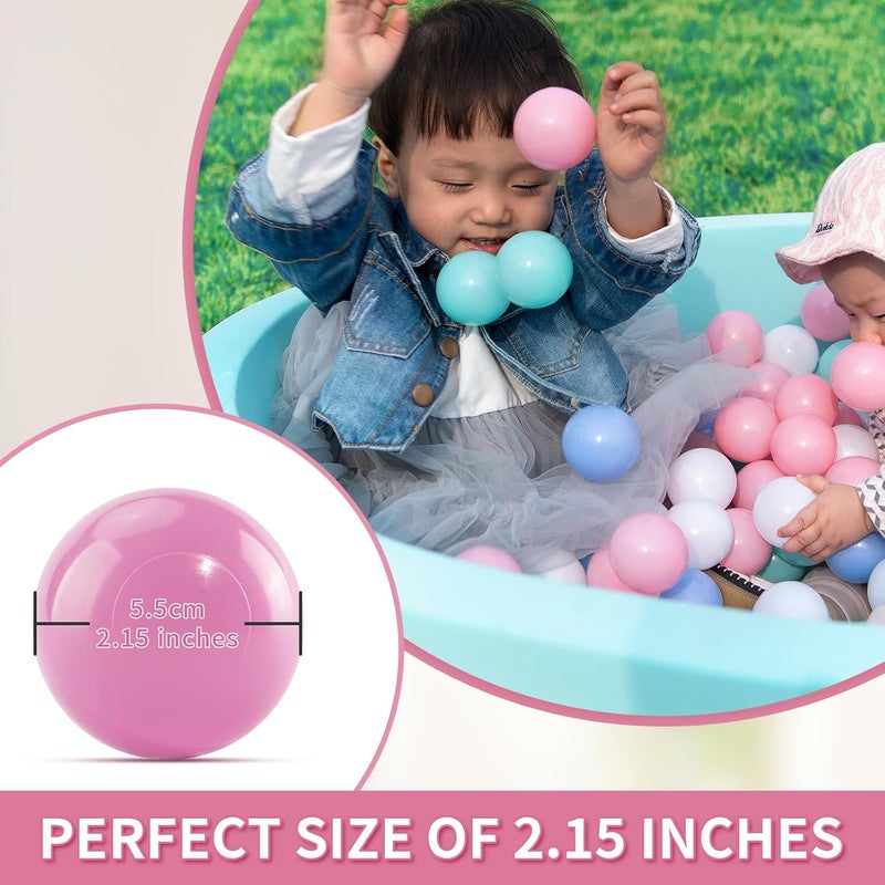 Thenese Pink Ball Pit Balls for Kids, Pool Toys Thicken Soft Plastic Balls for Ball Pit BPA Free Toddler Toy White Clear and Pink 100pcs - Image 3