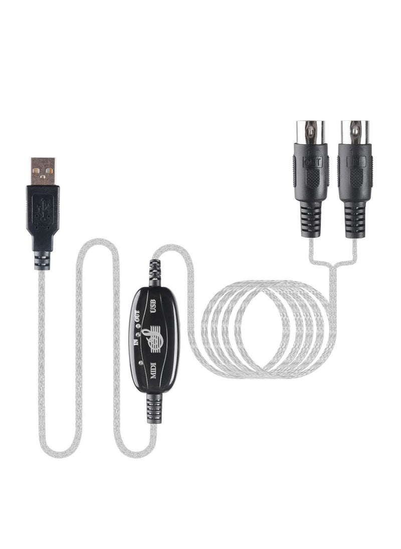 Generic USB Midi Cable Midi Input and Output Cable Adapter Converter Connect Piano Keyboard to PC Computer Synthesizer for Windows Mac 2M Cable  - Image 1