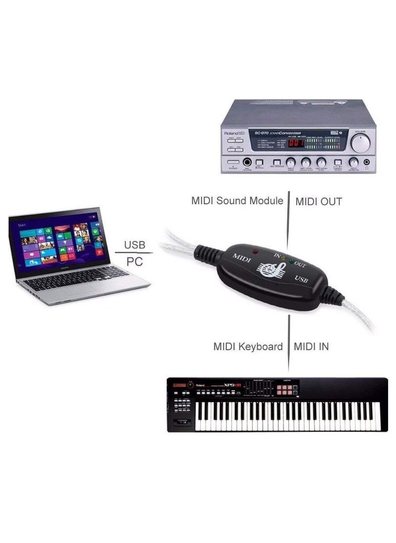 Generic USB Midi Cable Midi Input and Output Cable Adapter Converter Connect Piano Keyboard to PC Computer Synthesizer for Windows Mac 2M Cable  - Image 4