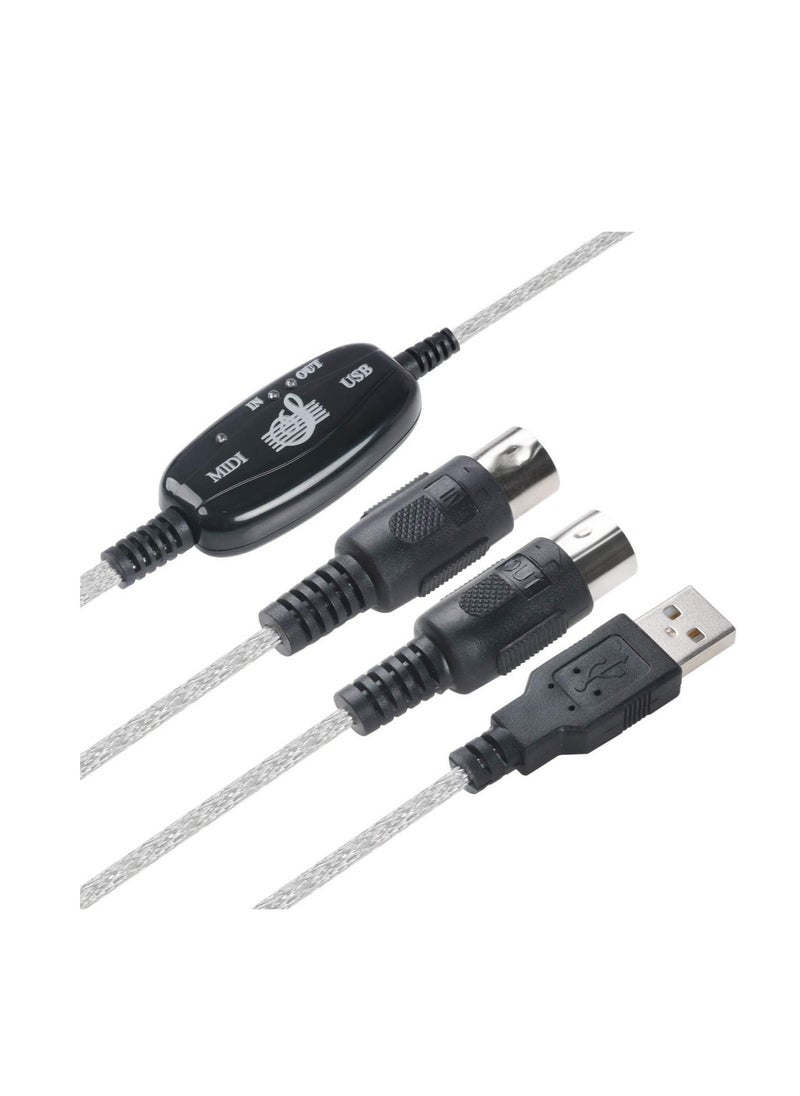 Generic - USB Midi Cable Midi Input and Output Cable Adapter Converter Connect Piano Keyboard to PC Computer Synthesizer for Windows Mac 2M Cable - Image 1
